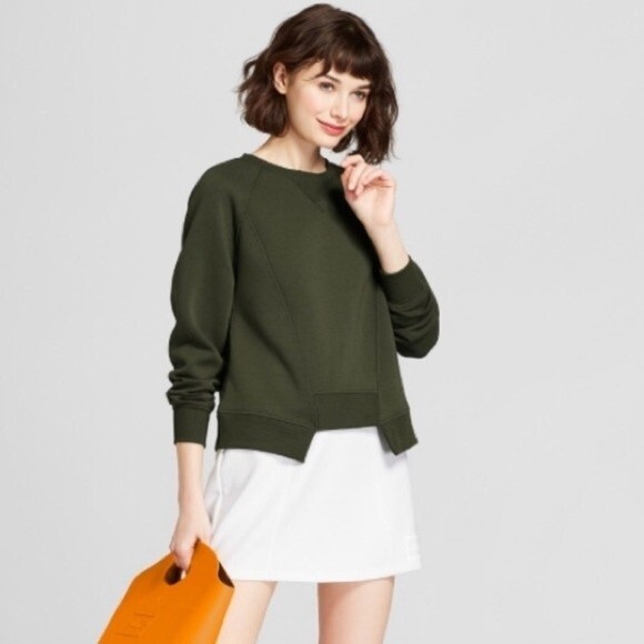 NWT Hunter for Target Olive Green Deconstructed Sweatshirt Size Small - Picture 4 of 12